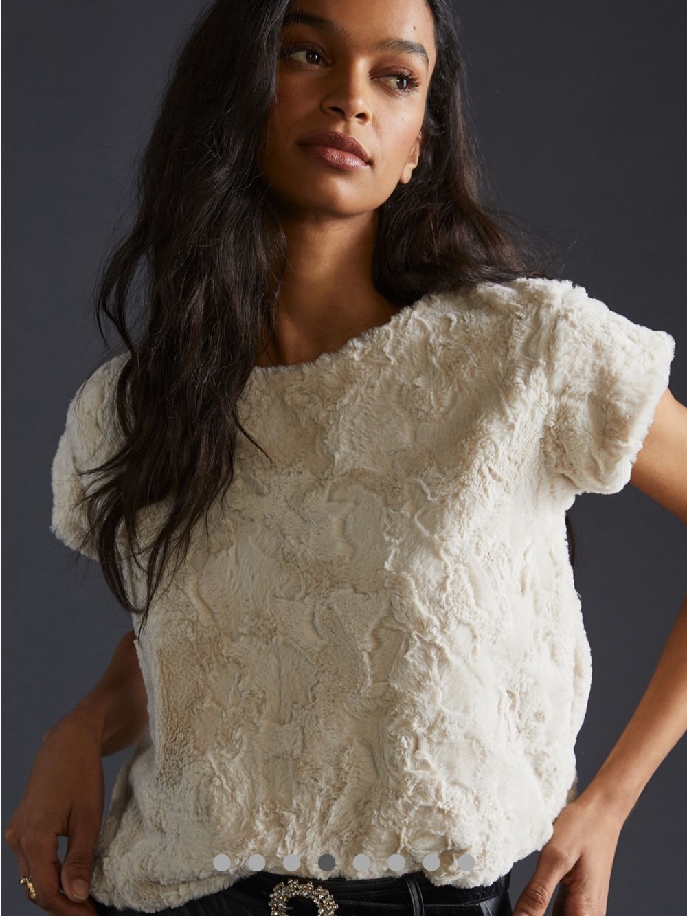 Anthropologie Maeve faux fur shirt